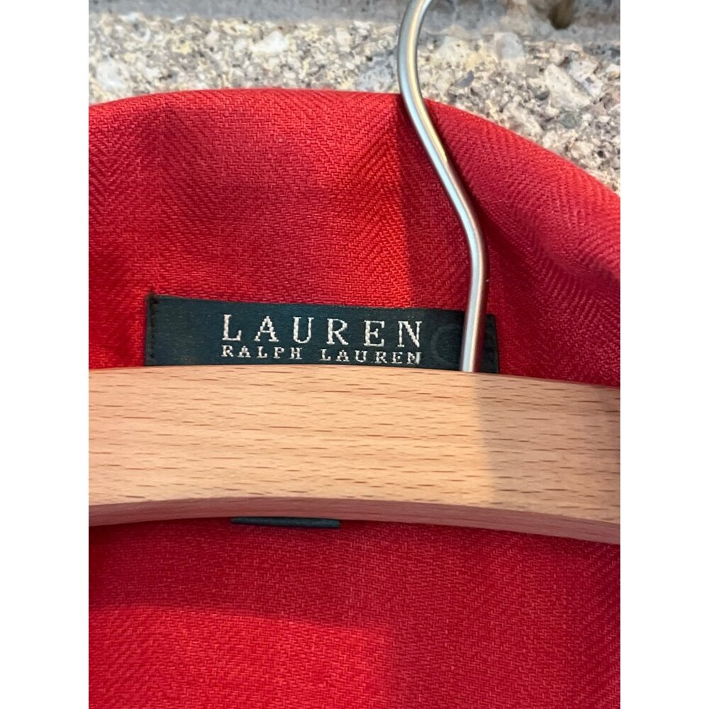 Ralph Lauren Womens Red Oversized Button-Up Shirt With 3/4 Sleeves & Embroidered - Picture 9 of 14